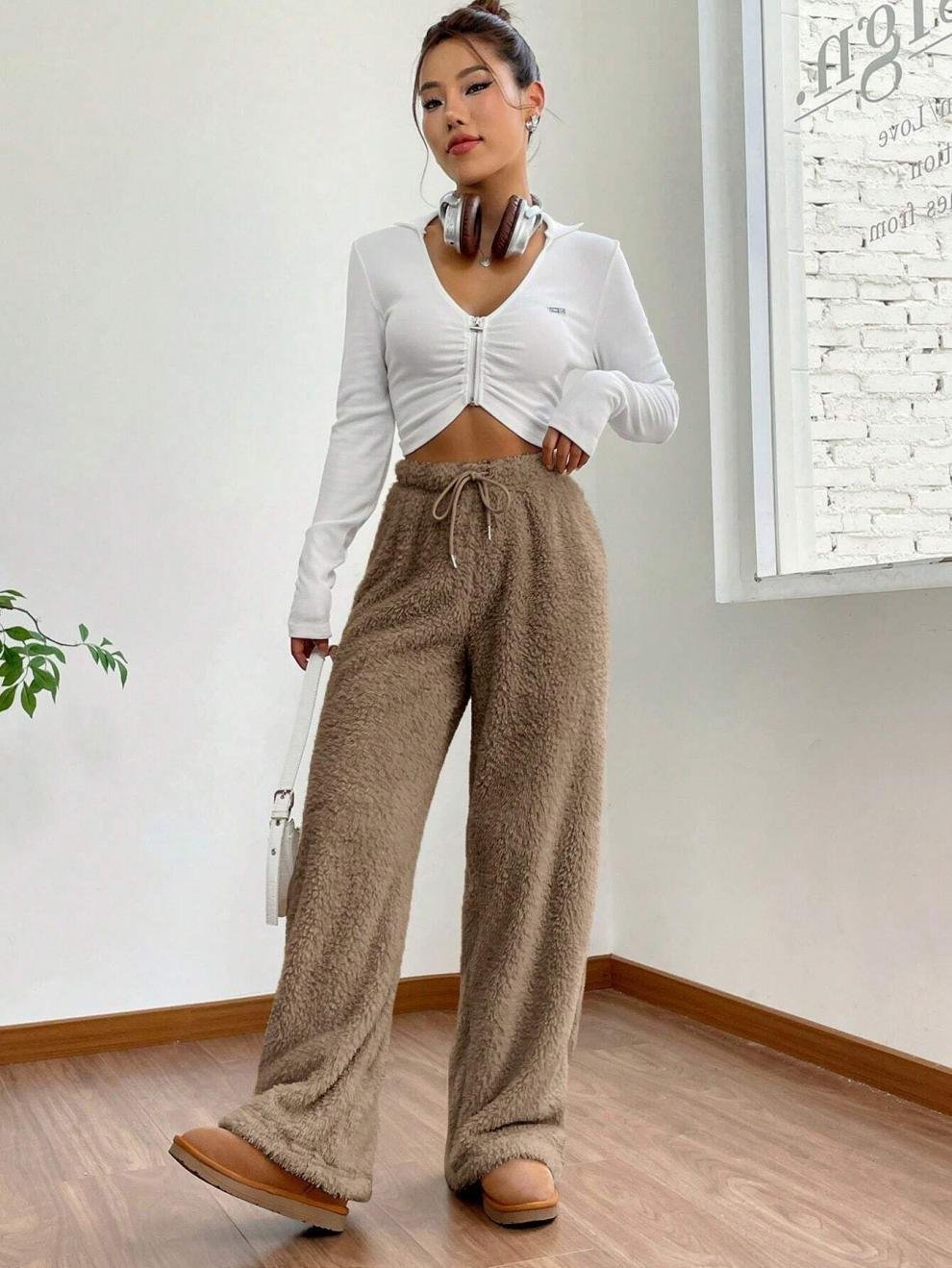 Pantalons Femmes Décontracté Plain Printemps / Automne Naturel Aucune élasticité Quotidien Ample Long Régulier