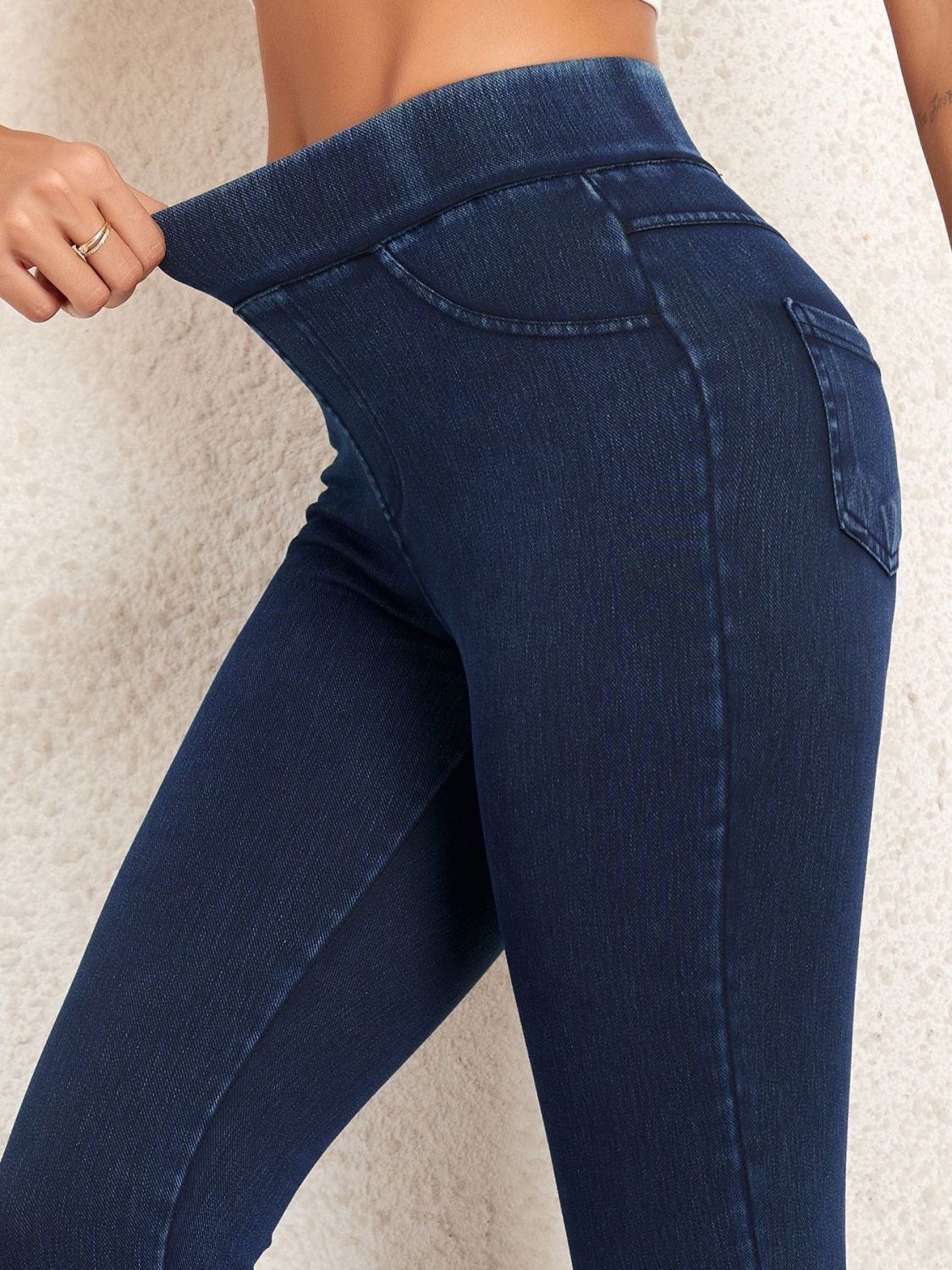 Jeans Décontracté Plain Printemps / Automne Naturel Serré Toile de Jean Long Legging Droit pour Femmes