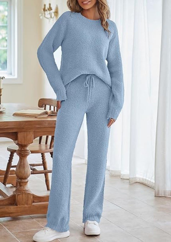 Deux Pièces Ensembles Femmes Décontracté Plain Printemps / Automne Naturel Micro-élasticité Quotidien Ample Manches Longues Entaillé
