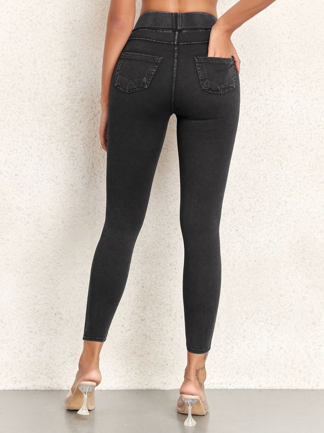 Jeans Décontracté Plain Printemps / Automne Naturel Serré Toile de Jean Long Legging Droit pour Femmes