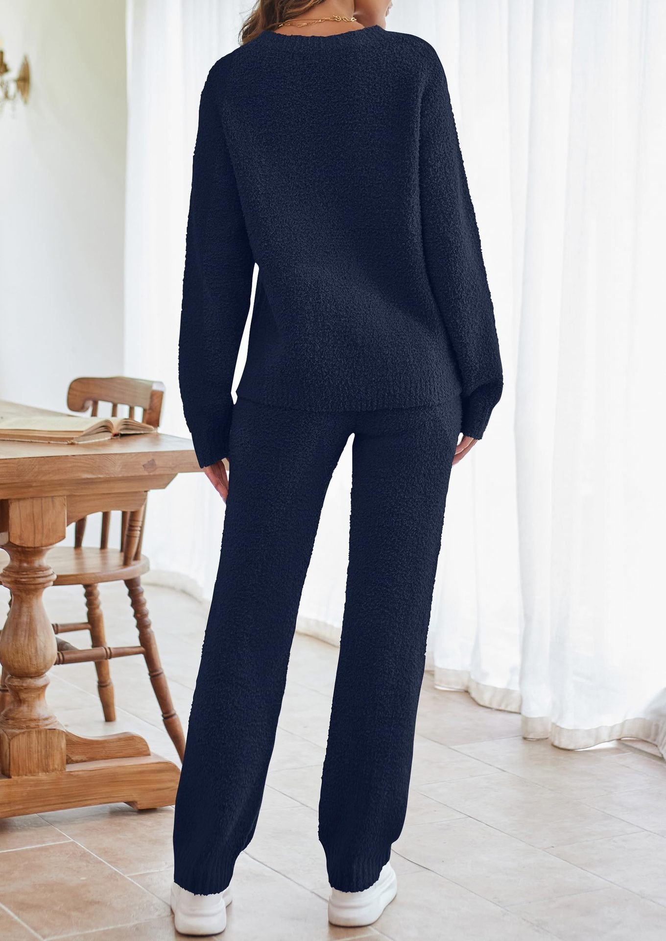 Deux Pièces Ensembles Femmes Décontracté Plain Printemps / Automne Naturel Micro-élasticité Quotidien Ample Manches Longues Entaillé