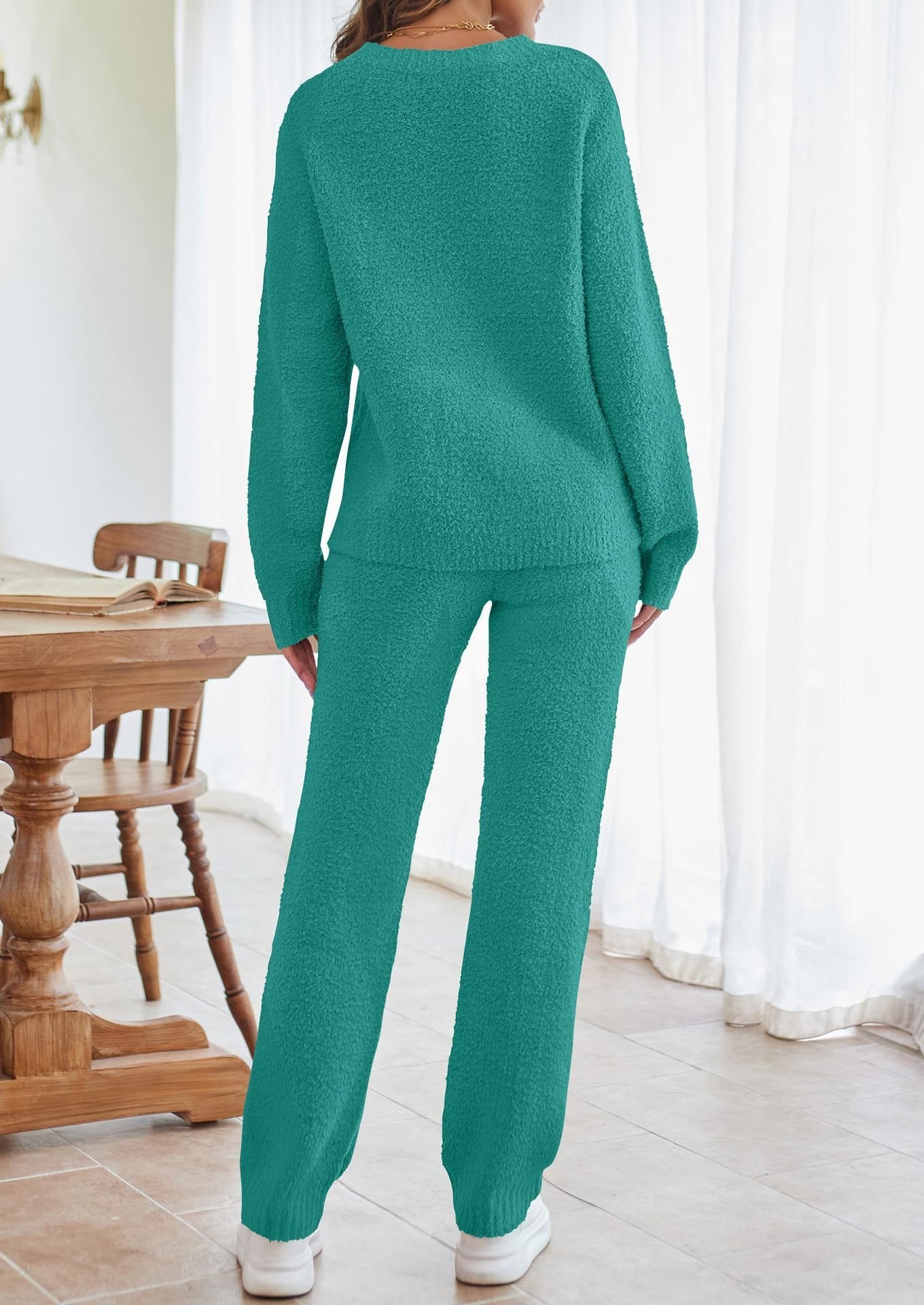 Deux Pièces Ensembles Femmes Décontracté Plain Printemps / Automne Naturel Micro-élasticité Quotidien Ample Manches Longues Entaillé