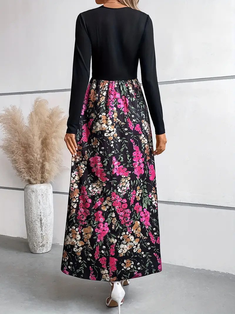 Robes Décontracté Floral Printemps / Automne Polyester Ample Maxi Trapèze Régulier Non pour Femmes