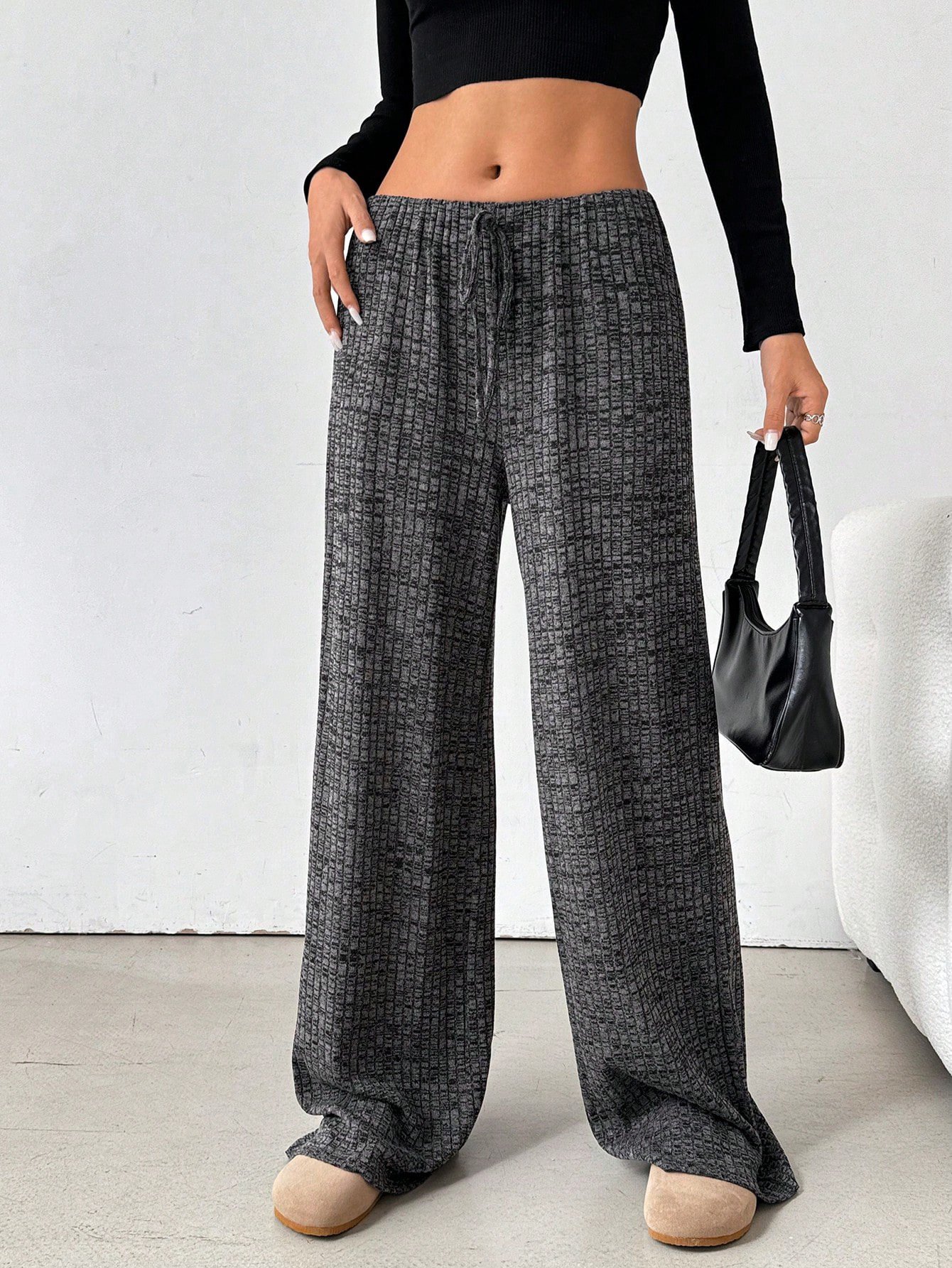Pantalons Femmes Rayé Décontracté Printemps / Automne Naturel Micro-élasticité Quotidien Ample Droit Régulier