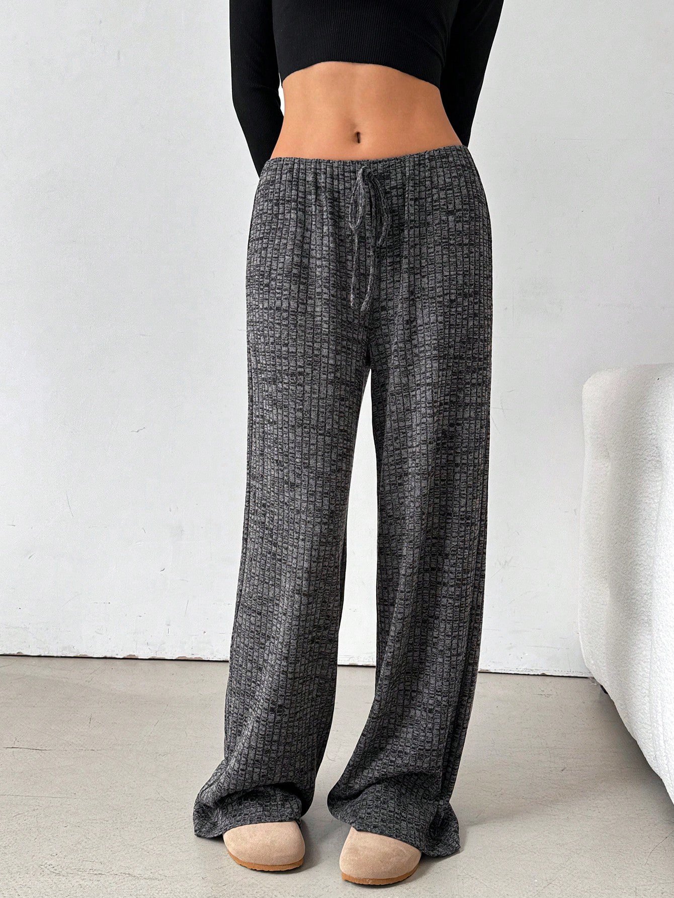 Pantalons Femmes Rayé Décontracté Printemps / Automne Naturel Micro-élasticité Quotidien Ample Droit Régulier