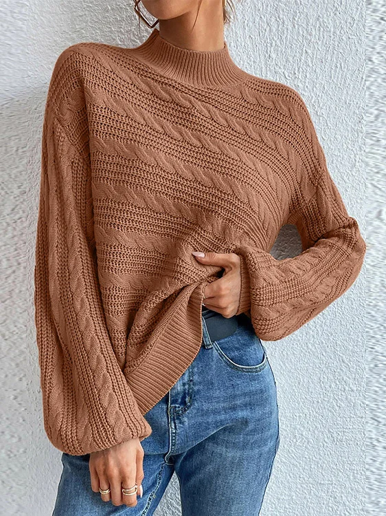Pulls Décontracté Plain Printemps / Automne Naturel Quotidien Ample Manches Longues Laine/Tricot Régulier pour Femmes