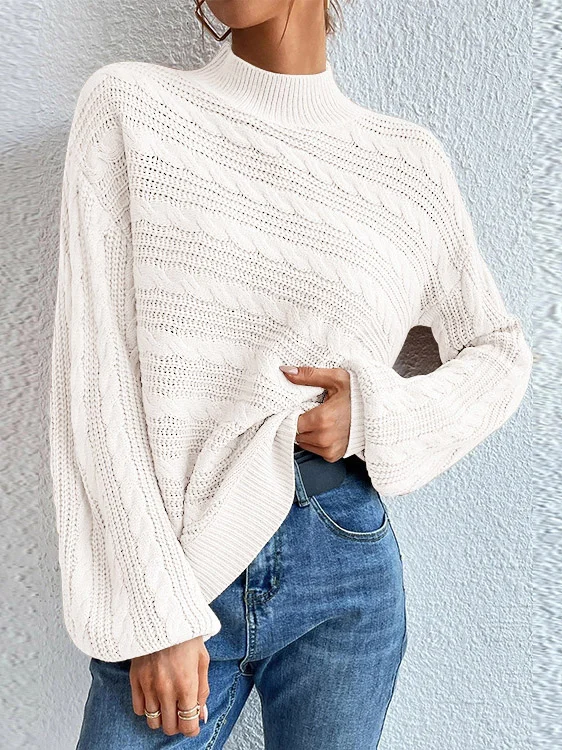 Pulls Décontracté Plain Printemps / Automne Naturel Quotidien Ample Manches Longues Laine/Tricot Régulier pour Femmes