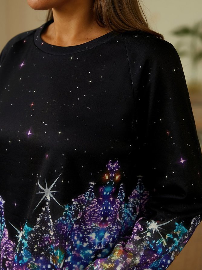 Sweat-shirts Décontracté Printemps / Automne Noël Polyester Aucune élasticité Fête Ample Col Rond Droit pour Femmes