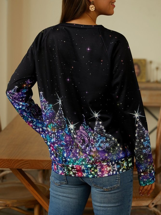 Sweat-shirts Décontracté Printemps / Automne Noël Polyester Aucune élasticité Fête Ample Col Rond Droit pour Femmes