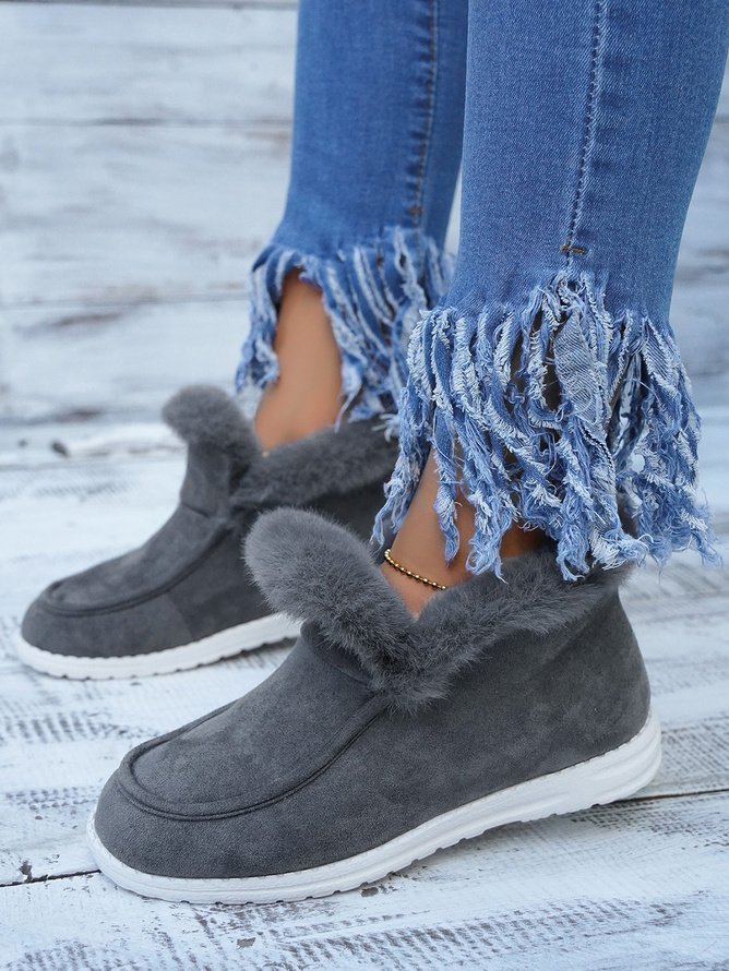 Rembourré de Coton Bottes Rétro Plain Hiver Quotidien Peluche Faux Suède Caoutchouc à Enfiler chaleur pour Femmes