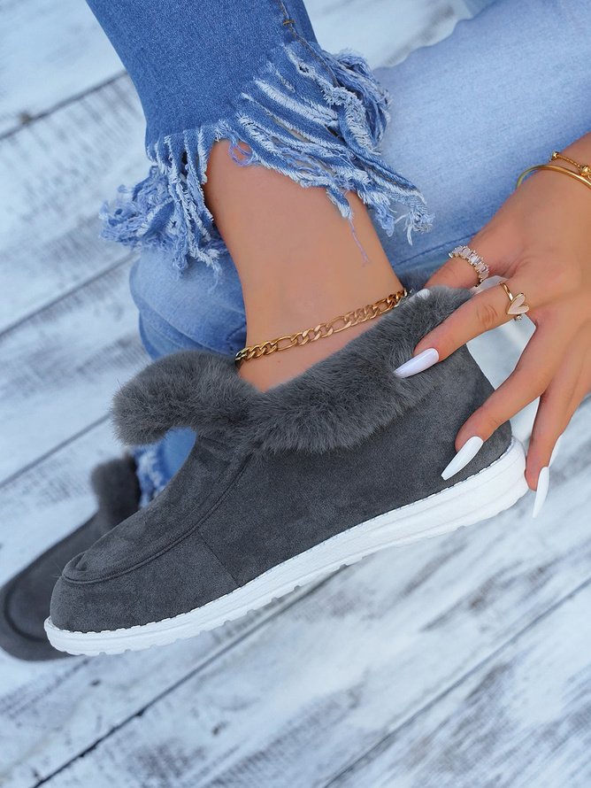 Rembourré de Coton Bottes Rétro Plain Hiver Quotidien Peluche Faux Suède Caoutchouc à Enfiler chaleur pour Femmes