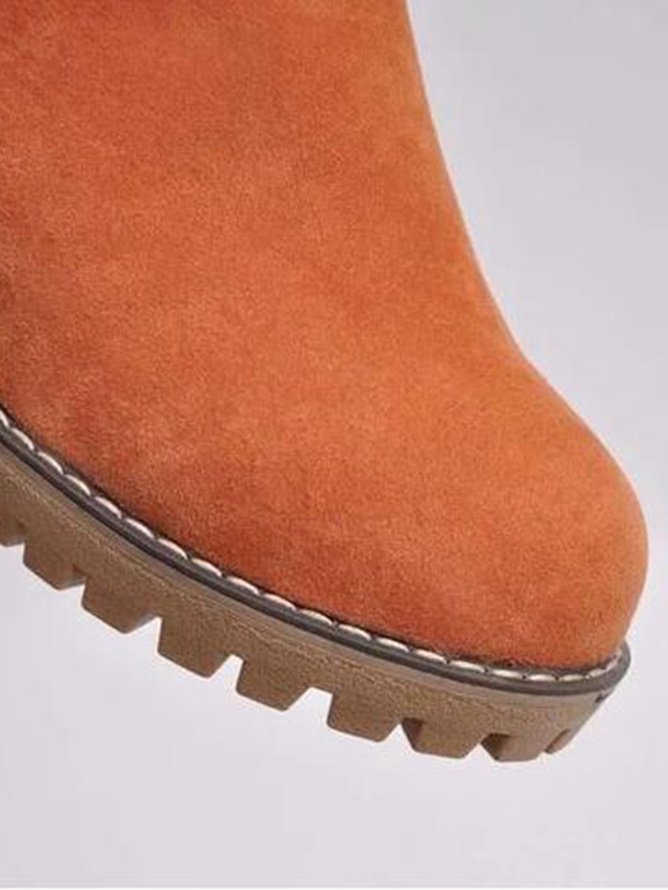 Rembourré de Coton Bottes Décontracté Plain Hiver Faire la navette Talon de Bloc Bout Rond Coton Caoutchouc à Enfiler pour Femmes