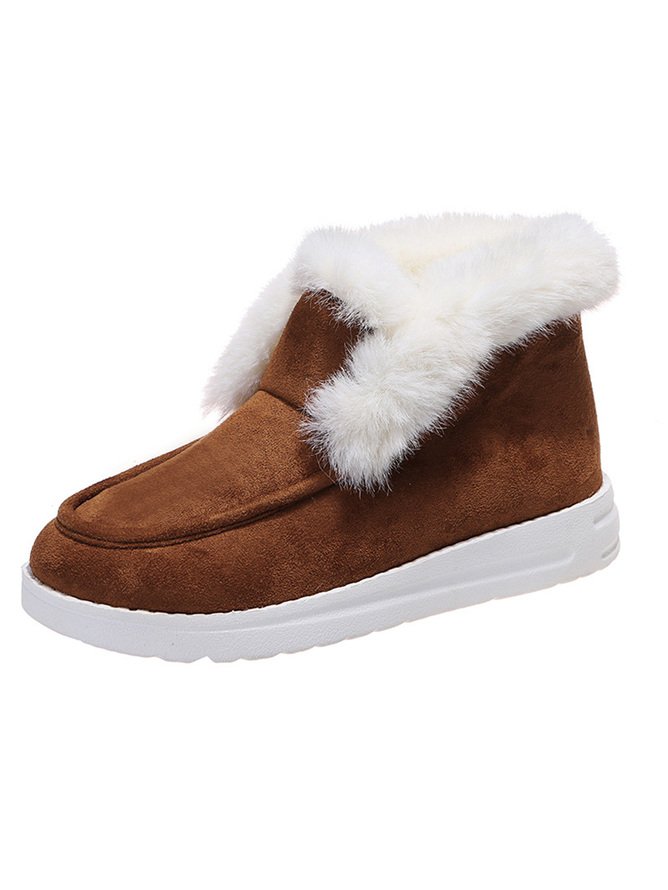 Rembourré de Coton Bottes Rétro Plain Hiver Quotidien Peluche Faux Suède Caoutchouc à Enfiler chaleur pour Femmes