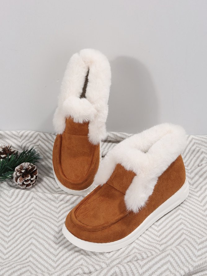 Rembourré de Coton Bottes Rétro Plain Hiver Quotidien Peluche Faux Suède Caoutchouc à Enfiler chaleur pour Femmes