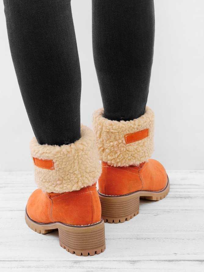 Rembourré de Coton Bottes Décontracté Plain Hiver Faire la navette Talon de Bloc Bout Rond Coton Caoutchouc à Enfiler pour Femmes