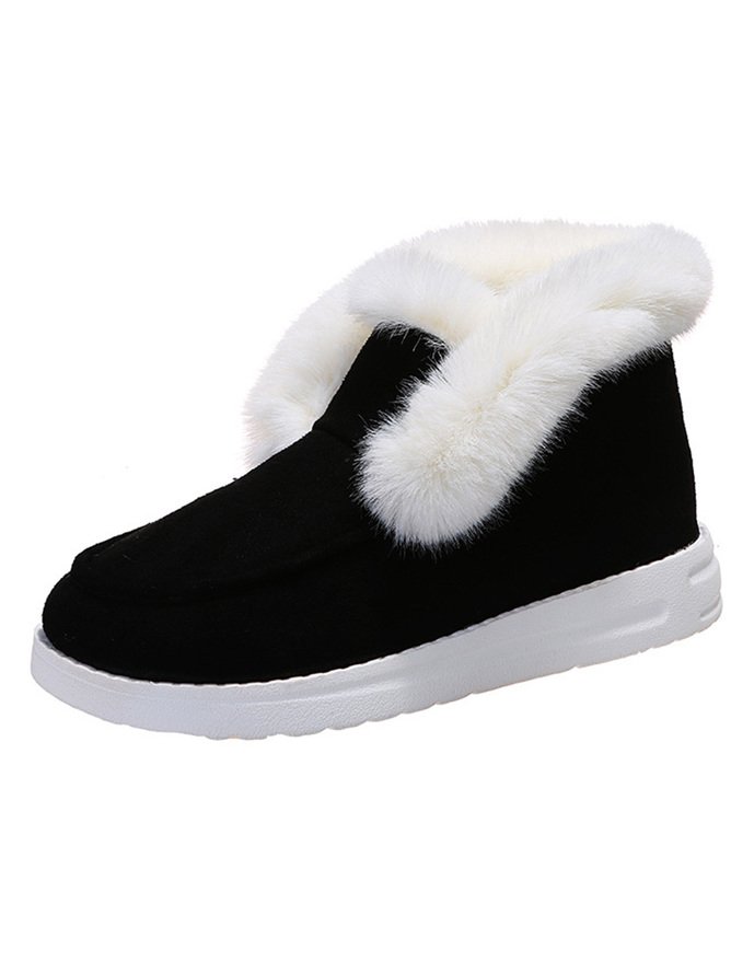 Rembourré de Coton Bottes Rétro Plain Hiver Quotidien Peluche Faux Suède Caoutchouc à Enfiler chaleur pour Femmes