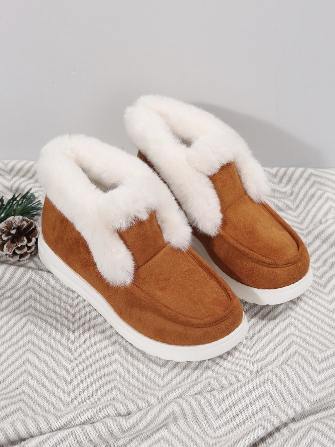 Rembourré de Coton Bottes Rétro Plain Hiver Quotidien Peluche Faux Suède Caoutchouc à Enfiler chaleur pour Femmes