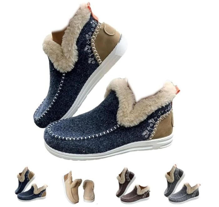 Rembourré de Coton Bottes Simple Plain Hiver Domestique Bottes de Neige Talon Bas Bout Rond PU à Enfiler pour Femmes