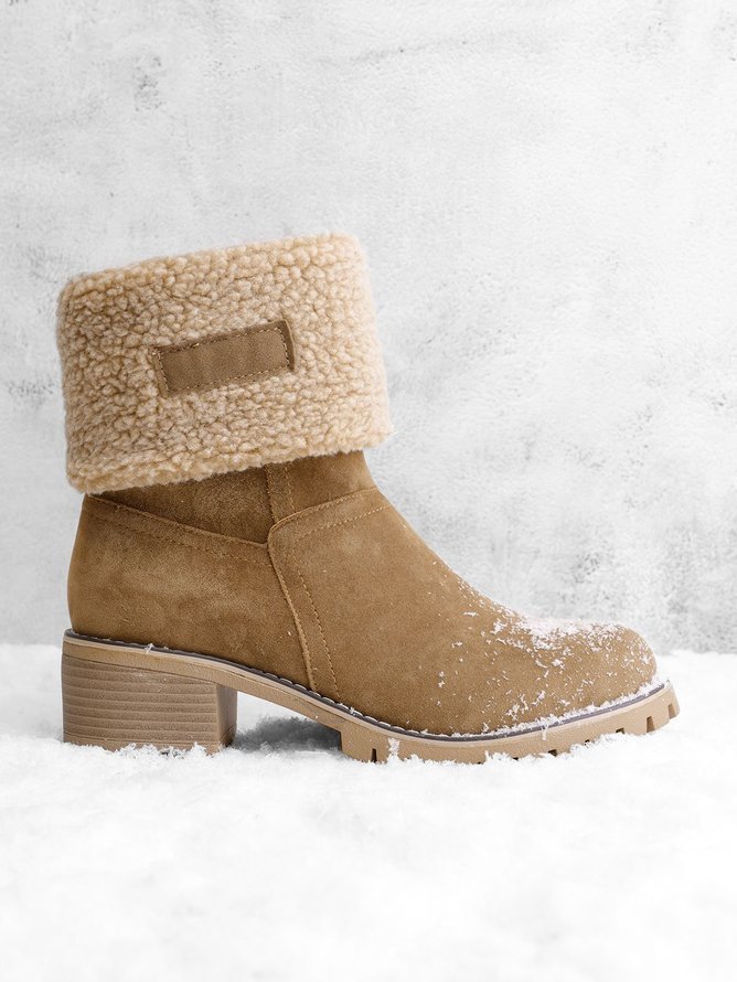 Rembourré de Coton Bottes Décontracté Plain Hiver Faire la navette Talon de Bloc Bout Rond Coton Caoutchouc à Enfiler pour Femmes