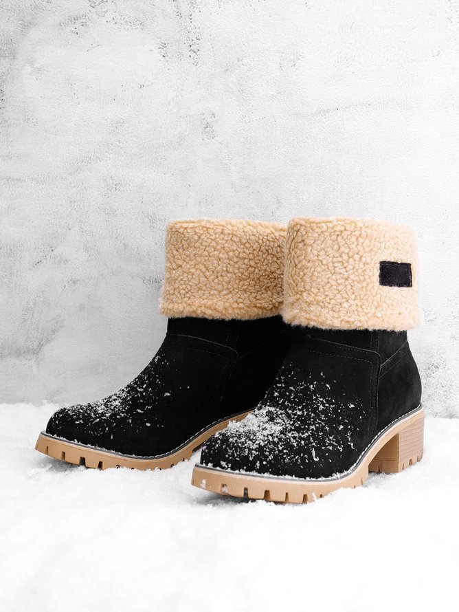 Rembourré de Coton Bottes Décontracté Plain Hiver Faire la navette Talon de Bloc Bout Rond Coton Caoutchouc à Enfiler pour Femmes