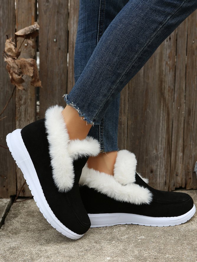 Rembourré de Coton Bottes Rétro Plain Hiver Quotidien Peluche Faux Suède Caoutchouc à Enfiler chaleur pour Femmes