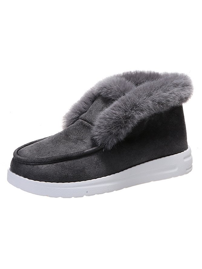 Rembourré de Coton Bottes Rétro Plain Hiver Quotidien Peluche Faux Suède Caoutchouc à Enfiler chaleur pour Femmes