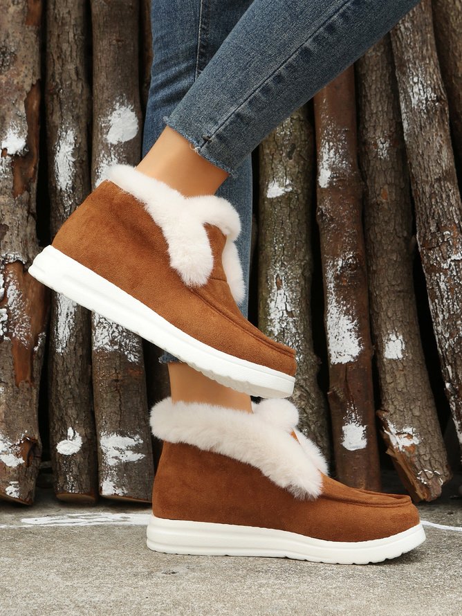 Rembourré de Coton Bottes Rétro Plain Hiver Quotidien Peluche Faux Suède Caoutchouc à Enfiler chaleur pour Femmes