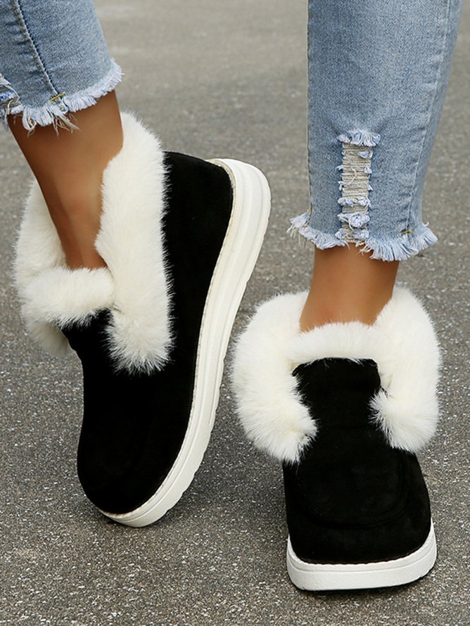 Rembourré de Coton Bottes Rétro Plain Hiver Quotidien Peluche Faux Suède Caoutchouc à Enfiler chaleur pour Femmes