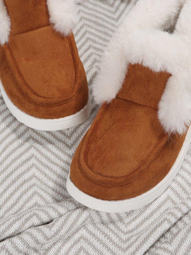 Rembourré de Coton Bottes Rétro Plain Hiver Quotidien Peluche Faux Suède Caoutchouc à Enfiler chaleur pour Femmes