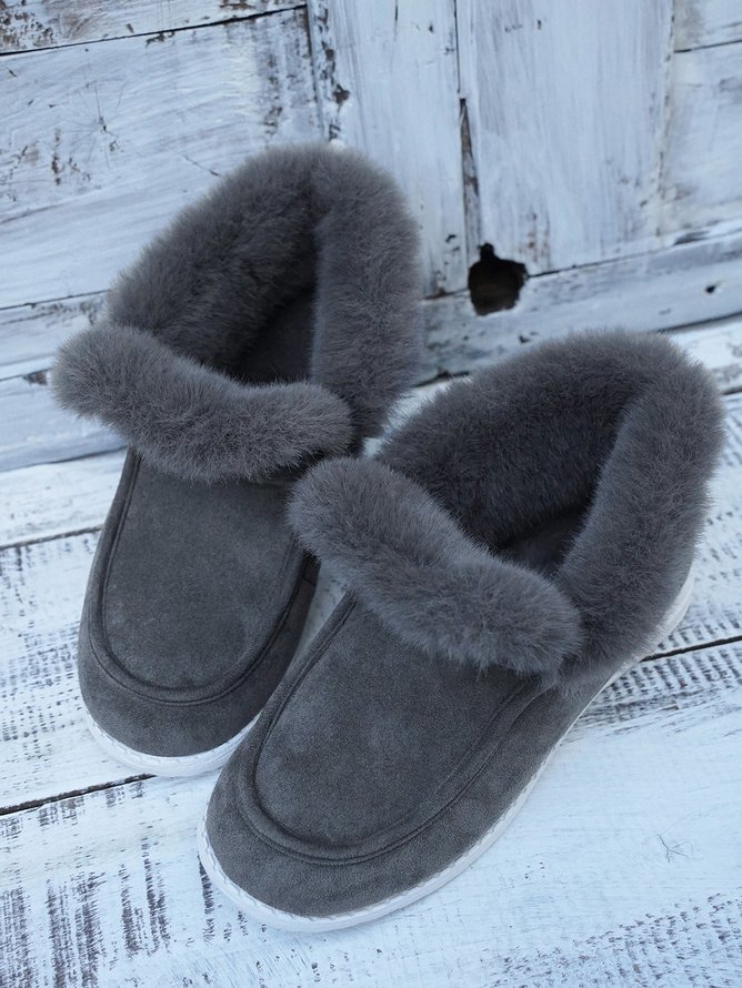 Rembourré de Coton Bottes Rétro Plain Hiver Quotidien Peluche Faux Suède Caoutchouc à Enfiler chaleur pour Femmes