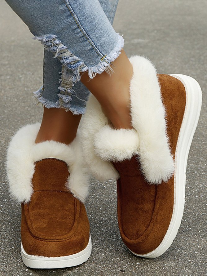 Rembourré de Coton Bottes Rétro Plain Hiver Quotidien Peluche Faux Suède Caoutchouc à Enfiler chaleur pour Femmes