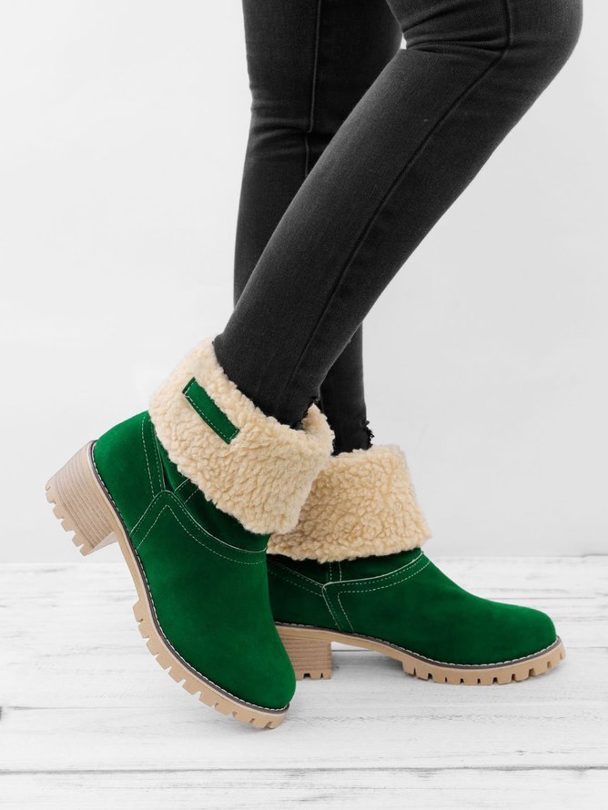 Rembourré de Coton Bottes Décontracté Plain Hiver Faire la navette Talon de Bloc Bout Rond Coton Caoutchouc à Enfiler pour Femmes