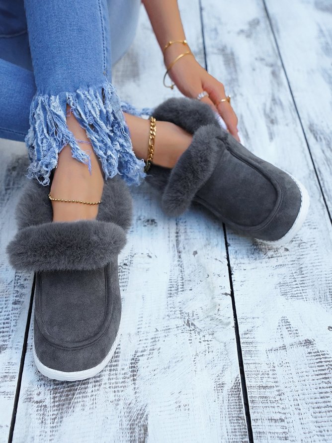 Rembourré de Coton Bottes Rétro Plain Hiver Quotidien Peluche Faux Suède Caoutchouc à Enfiler chaleur pour Femmes