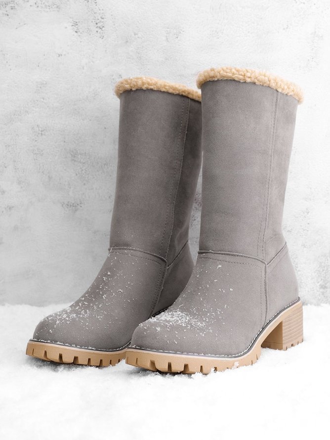 Rembourré de Coton Bottes Décontracté Plain Hiver Faire la navette Talon de Bloc Bout Rond Coton Caoutchouc à Enfiler pour Femmes