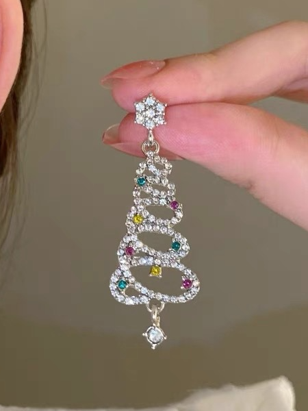 Boucles d'Oreilles Toutes Les Saisons Simple Noël Vacances Avec Faux Diamant Pendre pour Femmes