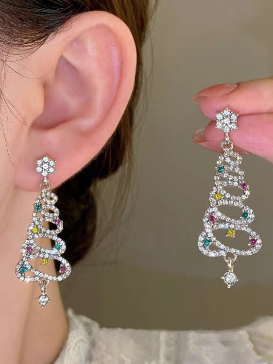 Boucles d'Oreilles Toutes Les Saisons Simple Noël Vacances Avec Faux Diamant Pendre pour Femmes