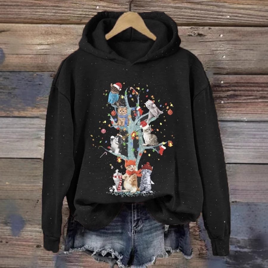 Sweat-shirts Décontracté Noël Printemps / Automne Polyester Sweat-shirt à Capuche Micro-élasticité Quotidien Manches Longues Régulier pour Femmes