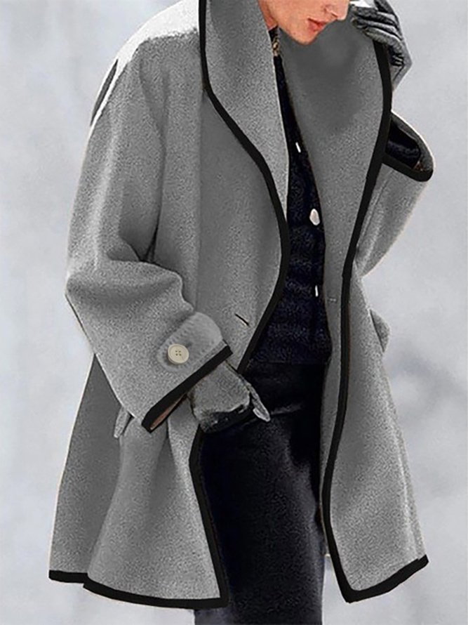 Manteaux Femmes Rétro Bloc de Couleur Hiver Naturel Aucune élasticité Quotidien Ample Mi-long Poche Couture