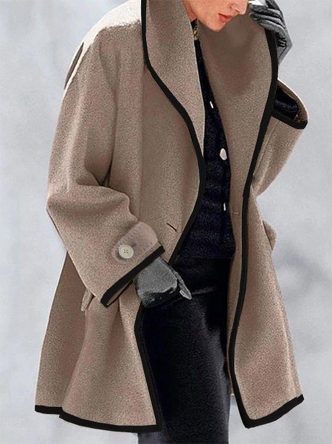 Manteaux Femmes Rétro Bloc de Couleur Hiver Naturel Aucune élasticité Quotidien Ample Mi-long Poche Couture