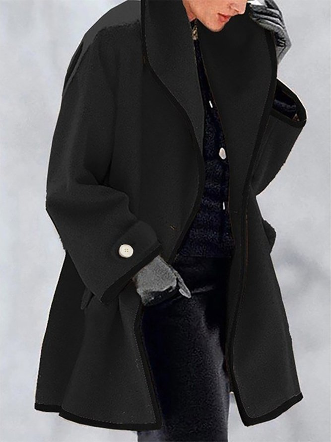 Manteaux Femmes Rétro Bloc de Couleur Hiver Naturel Aucune élasticité Quotidien Ample Mi-long Poche Couture