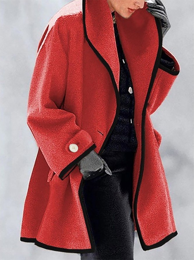 Manteaux Femmes Rétro Bloc de Couleur Hiver Naturel Aucune élasticité Quotidien Ample Mi-long Poche Couture