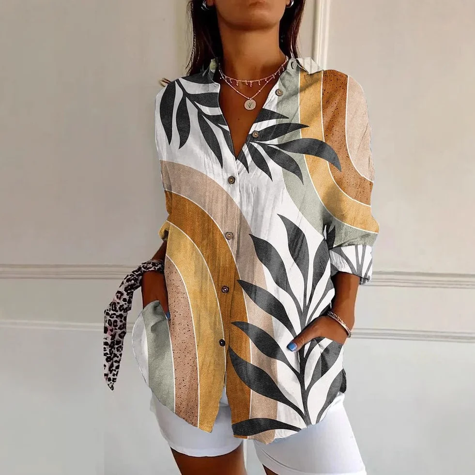 Chemises Femmes Décontracté Ethnique Printemps / Automne Polyester Aucune élasticité Ample Régulier Régulier Col de Chemise