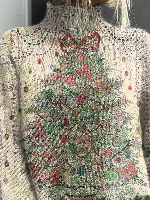Sweat-shirts Décontracté Printemps / Automne Noël Polyester Ample Manches Longues Col Roulé Régulier Droit pour Femmes