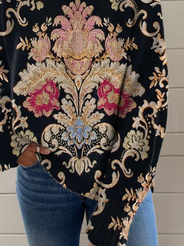 Sweat-shirts Femmes Décontracté Floral Printemps / Automne Polyester Ample Manches Longues Régulier Droit Régulier