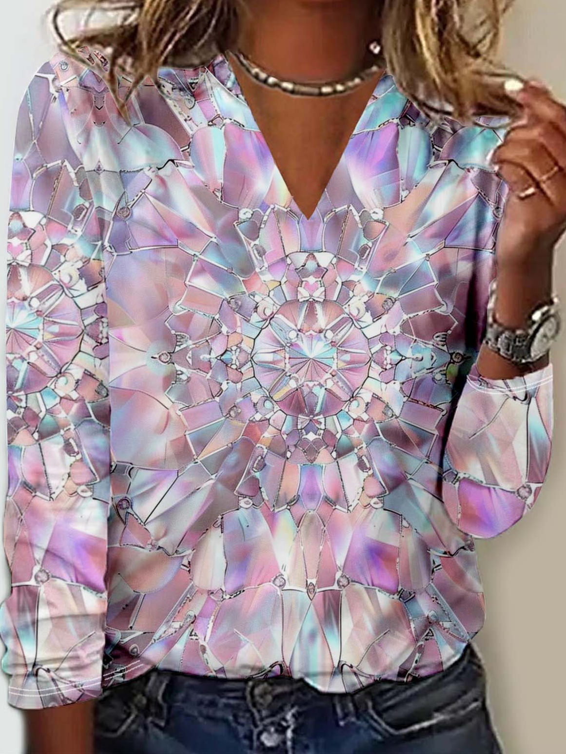 T-shirts impression en 3D Décontracté Printemps / Automne Aucune élasticité Coupe Régulière Manches Longues Régulier Droit T.-N.-L. pour Femmes