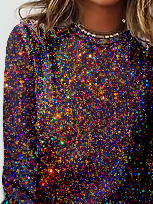 T-shirts Femmes Géométrique Décontracté Printemps / Automne Micro-élasticité Quotidien Ample Jersey Régulier Droit