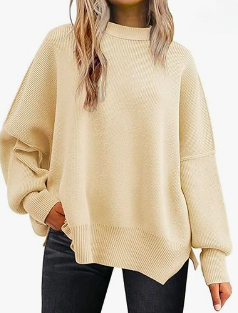 Pulls Décontracté Plain Hiver Viscose Poids lourd Ample Pull-over Manches Longues Col Rond pour Femmes