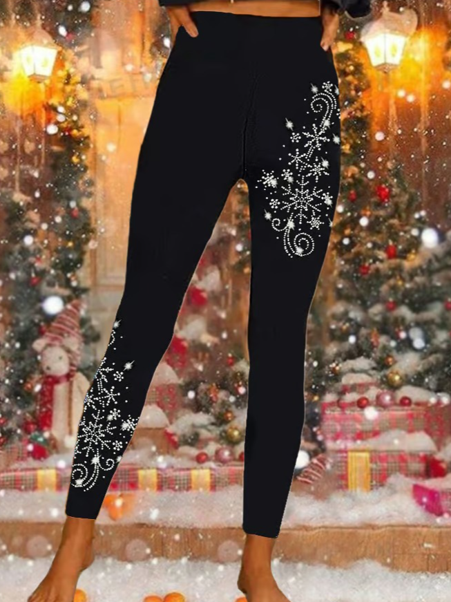 Pantalons De Yoga Femmes Décontracté Toutes Les Saisons Noël Naturel Serré Long Legging Droit Régulier