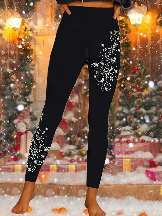 Pantalons De Yoga Femmes Décontracté Toutes Les Saisons Noël Naturel Serré Long Legging Droit Régulier