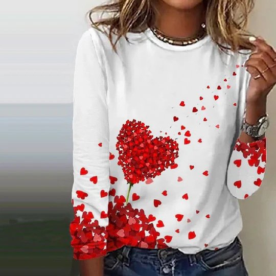 T-shirts Décontracté Floral Printemps / Automne Micro-élasticité Quotidien Manches Longues Régulier Droit Régulier pour Femmes